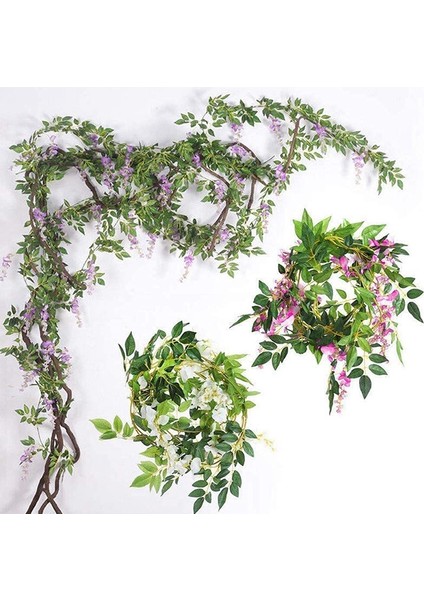 Adet 7ft / Adet Yapay Wisteria Vine, Çiçek Çelenk Wisteria Vine Rattan Açık Töreni Için Asılı Çiçekler, Beyaz (Yurt Dışından)