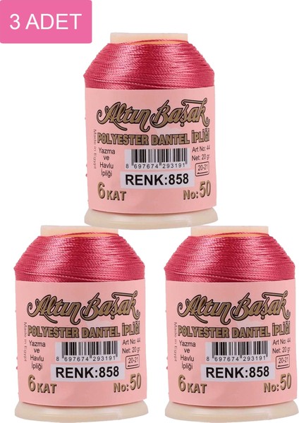 3 Adet Altınbaşak Oya ve Dantel Ipi 20 gr - Royaleks - No: 858