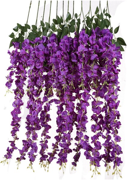 Yapay Ipek Wisteria Vine Ratta Ipek Asılı Çiçek Düğün Dekor, 6 Parça, (Mor) (Yurt Dışından)