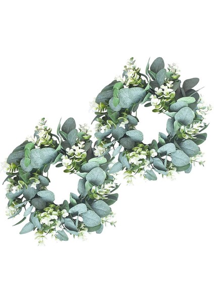 2 Paket Yeşil Okaliptüs Çelenk Yuvarlak Çelenk Yapay Çelenk Çiftlik Evi Çelenk Kapı Duvar Pencere Deco Için, 12 Inç/pc (Yurt Dışından)