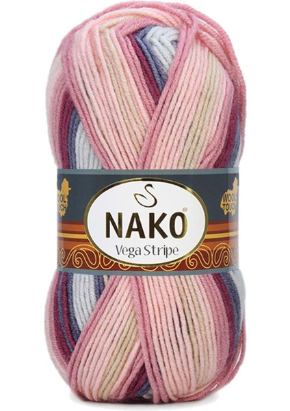 5 Adet Vega Stripe Premium Akrilik El Örgü ipi Yünü No: 82415 modelleri