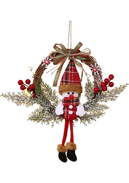 Ön Kapı Duvar Pencere Çiftlik Evi Ev Dekorasyonu Için Yapay Noel Çelenk, Kardan Adam (Küçük) (Yurt Dışından)