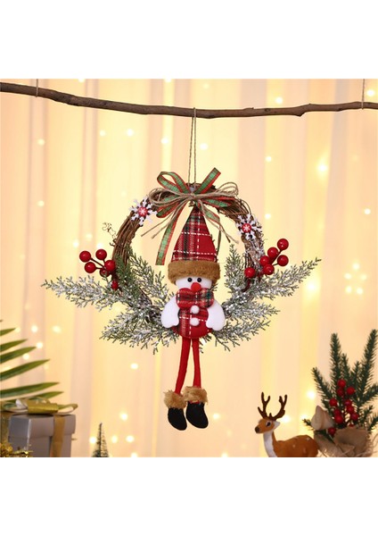 Ön Kapı Duvar Pencere Çiftlik Evi Ev Dekorasyonu Için Yapay Noel Çelenk, Kardan Adam (Küçük) (Yurt Dışından)