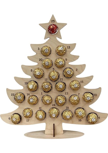 Ahşap Noel Geri Sayım Takvimi Noel Ağacı Geri Sayım Takvimi Çikolata Standı B (Yurt Dışından)