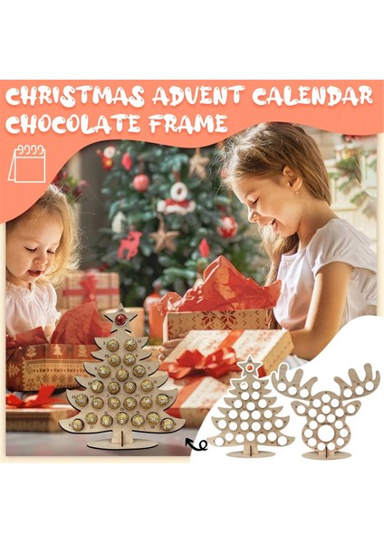 Ahşap Noel Geri Sayım Takvimi Noel Ağacı Geri Sayım Takvimi Çikolata Standı B (Yurt Dışından)