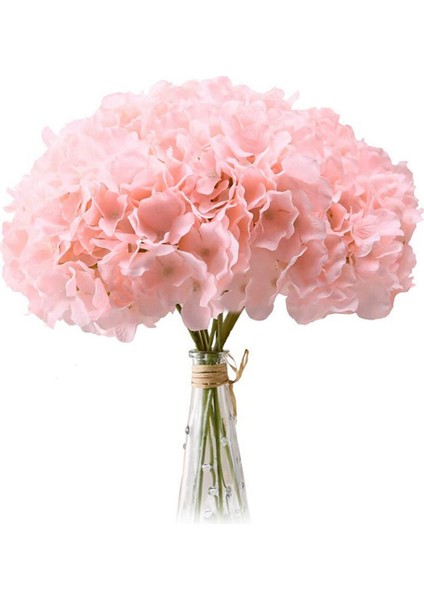 Et Pembesi Ortanca Ipek Çiçek Başları 20'li Paket Düğün Için Saplı Yapay Tam Ortanca Çiçekleri (Yurt Dışından)