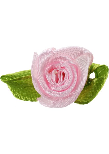 100 Adet Mini Saten Kurdele Gül Çiçek Yaprak Düğün Dekor Aplikler Dikiş Dıy Ana Renk: Pembe (Yurt Dışından)