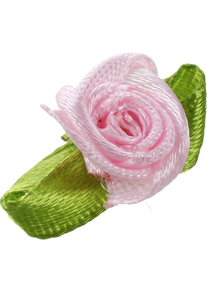 100 Adet Mini Saten Kurdele Gül Çiçek Yaprak Düğün Dekor Aplikler Dikiş Dıy Ana Renk: Pembe (Yurt Dışından)
