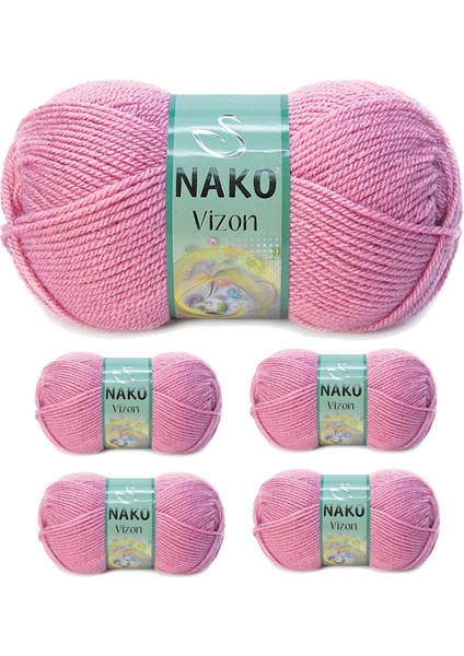 5 Adet Vizon Premium Akrilik El Örgü ipi Yünü Renk NO:275 Gül Kurusu