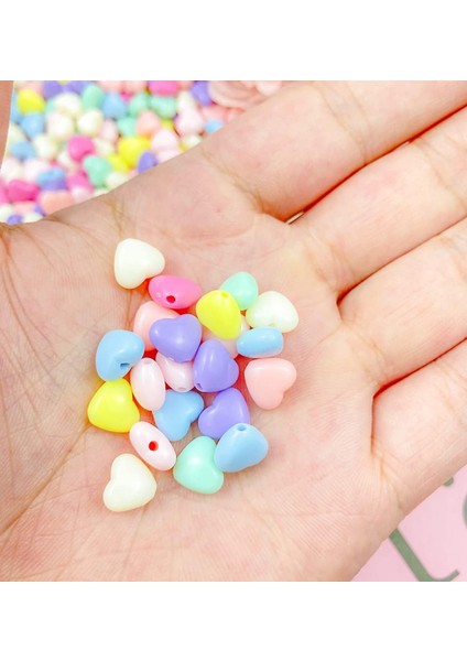 20 gr (100 Adet) Şeker Rengi Akrilik Kalp Boncuklar Renkli Karışık Plastik Pastel Boncuklar Ara Boncuk Kalp Şekilli Kolye Bilezik Için indirimleri