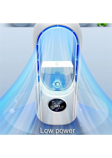 Hava Soğutucu LED Ekran Klima Nemlendirme Elektrikli Fan 6 Hızlı Sessiz Zamanlayıcı Fan Nemlendirici Fan Mavi (Yurt Dışından)