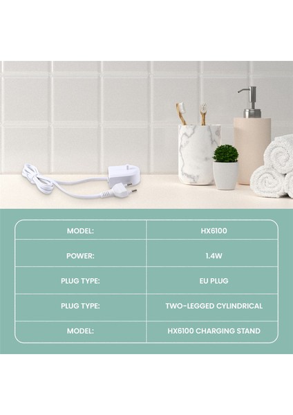 Philips Diş Fırçası Için Yedek Şarj Cihazı Ab Fiş Şarj Kiti Su Geçirmez Beyaz Tutucu Tabanı HX6100 HX6721/3296/3216 (Yurt Dışından) modelleri