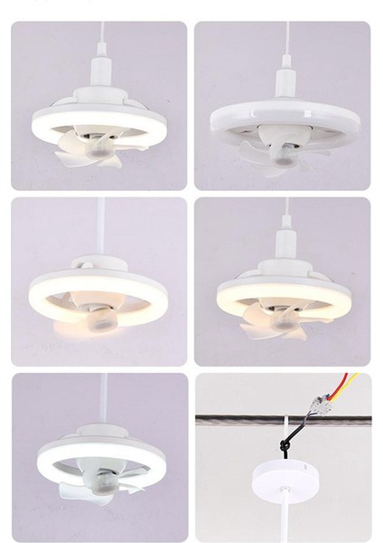 360 ° Dönebilen Tavan Vantilatörü Işığı E27 Uzaktan Kumandalı Akıllı Vantilatör LED Vantilatör Işığı Oturma Odası Yatak Odası Üst 48W (Yurt Dışından)