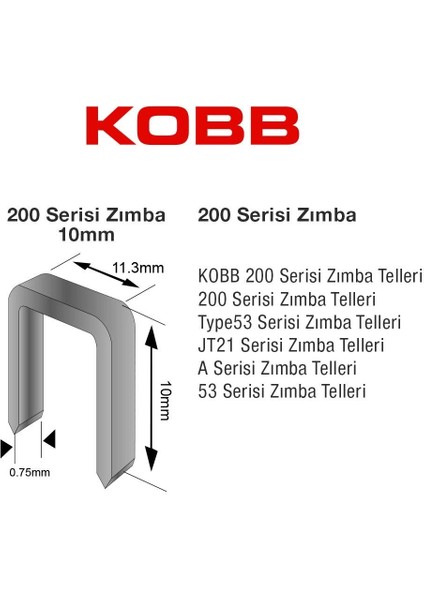 Kbz210 10mm 2500 Adet 200 Serisi Ağır Hizmet Tipi Zımba Teli