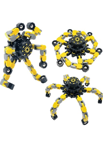 Paket Parmak Ucu Gyro Fidget Spinner, Yetişkin ve Çocuk Için Dıy Deforme Edilebilir Zincir Bağlantıları Parmak Ucu Dönen Robot1 (Yurt Dışından)