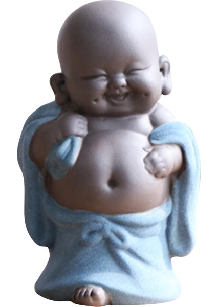 Küçük Seramik Gülümseyen Maitreya Buda Heykeli Heykelcik D (Yurt Dışından)
