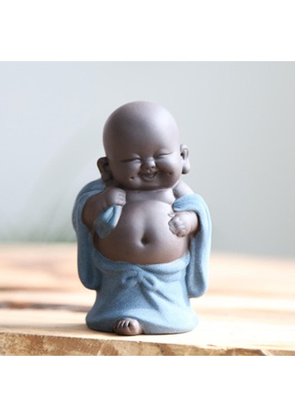 Küçük Seramik Gülümseyen Maitreya Buda Heykeli Heykelcik D (Yurt Dışından)