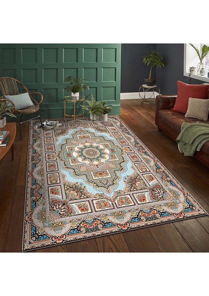 Vintage Çiçekli Farsça Halı Etnik Kapı Paspası Bohem Tarzı Oturma Odası Halı Zemin Paspası (Yurt Dışından)