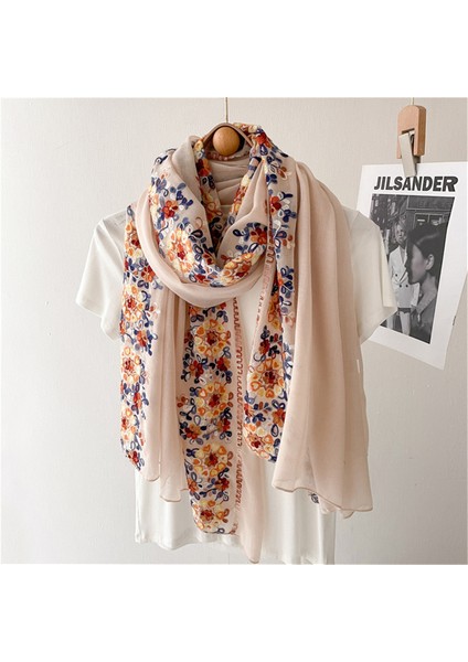 Pamuk ve Keten Eşarp Sarong Kadın Yaz Şal Güneş Kremi Plaj Havlusu Büyük Ipek Eşarp Sarong Başörtüsü (Yurt Dışından)