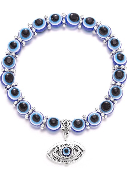 Örgülü Kordon Bileklik Mavi Gözlü Bileklik Fatima'nın Eli Tarzı El Yapımı Bileklik (Yurt Dışından)