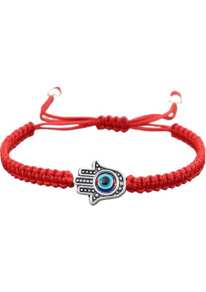 Örgülü Kordon Bileklik Mavi Gözlü Bileklik Fatima'nın Eli Tarzı El Yapımı Bileklik (Yurt Dışından)