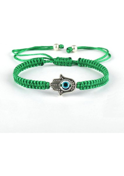 Örgülü Kordon Bileklik Mavi Gözlü Bileklik Fatima'nın Eli Tarzı El Yapımı Bileklik (Yurt Dışından)