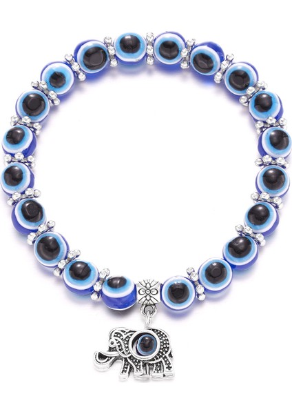 Örgülü Kordon Bileklik Mavi Gözlü Bileklik Fatima'nın Eli Tarzı El Yapımı Bileklik (Yurt Dışından)