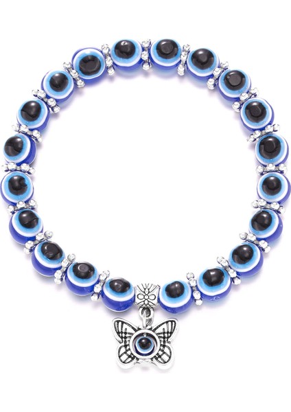 Örgülü Kordon Bileklik Mavi Gözlü Bileklik Fatima'nın Eli Tarzı El Yapımı Bileklik (Yurt Dışından)