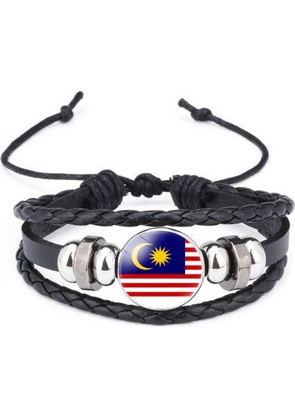 Çok Katmanlı Örgülü Bileklik Sığır Derisi Bileklik Siyah El Yapımı Bileklik Öne Çıkan Desenler (Yurt Dışından)