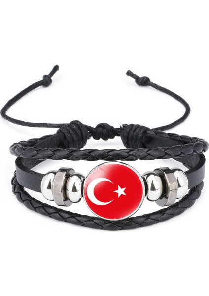 Çok Katmanlı Örgülü Bileklik Sığır Derisi Bileklik Siyah El Yapımı Bileklik Öne Çıkan Desenler (Yurt Dışından)