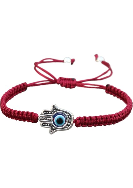 Örgülü Kordon Bileklik Mavi Gözlü Bileklik Fatima'nın Eli Tarzı El Yapımı Bileklik (Yurt Dışından)