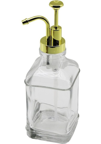 KARE CAM ŞİŞE - ŞEFFAF SIVI SABUNLUK 500ML POMPA - MUSLUK AYRIK MODEL BAŞLI (3791)