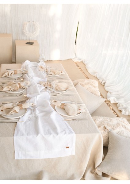 Linen Runner Beyaz 45 x 160