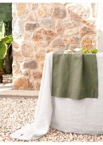 Linen Runner Haki 45 x 250