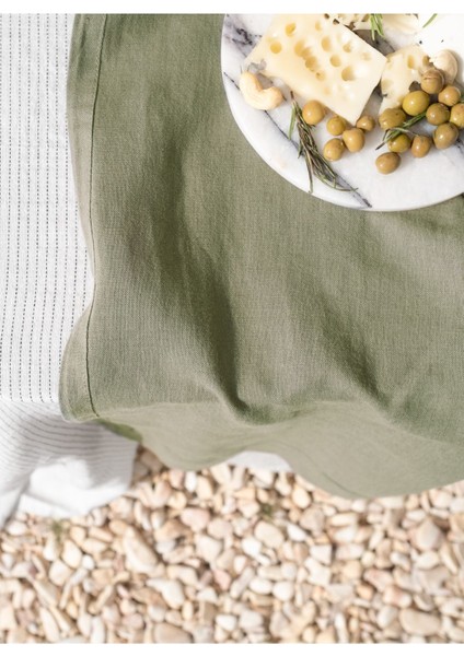 Linen Runner Haki 45 x 250