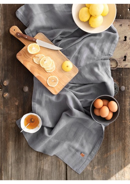 Linen Runner Gri 45 x 250