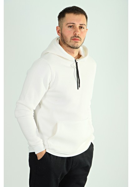 Tmb 3 Ip Şardonlu Kapşonlu Sweat 24 Beyaz
