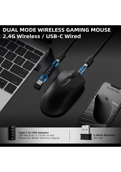 AJ139 Pro Kablosuz Oyuncu Mouse Paw 3395 26000 Dpı