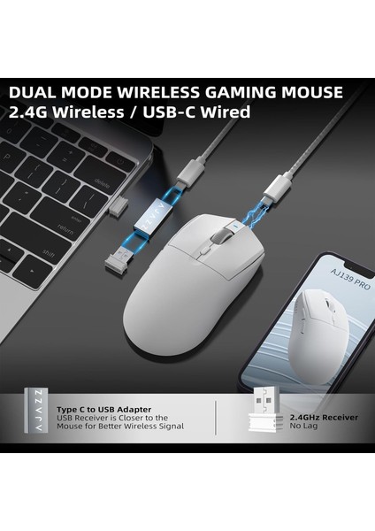 AJ139 Pro Kablosuz Oyuncu Mouse Paw 3395 26000 Dpı