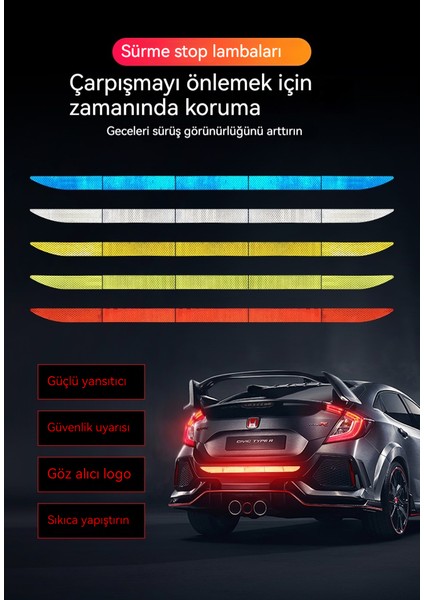 Araba Yansıtıcıçıkartma Gece Arkaçarpışma Önleyici Arabaçıkartmasıdekoratif Arkaçarpışma Önleyici Gece Uyarışaretişıkçıkartma (Yurt Dışından)