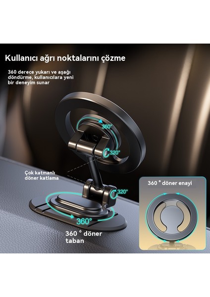 360 Derece Döner Araba Cep Telefonu Tutucu Katlanır Manyetik Araba Araba Tutucu (Yurt Dışından) fiyatları