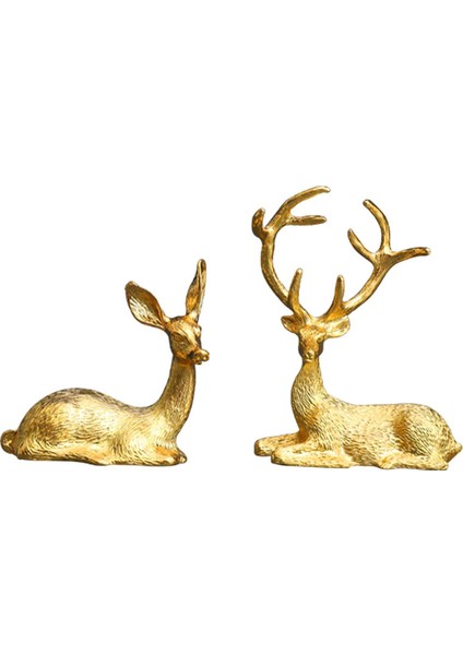 2x Heykeli Elk Lover Heykel Eşik Kitaplık Heykelcik El Sanatları (Yurt Dışından)