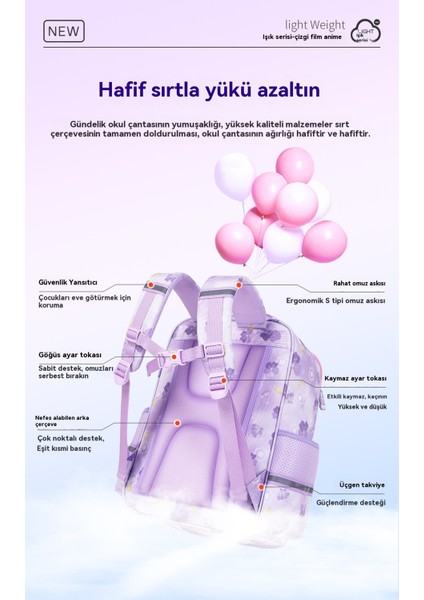 Okul Çantası Çocuk Okul Çantası Ilkokul Öğrencileri Kız 3-6. Sınıf Hafif Su Geçirmez Yeni Çizgi Film Kadın Okul Çantası (Yurt Dışından)