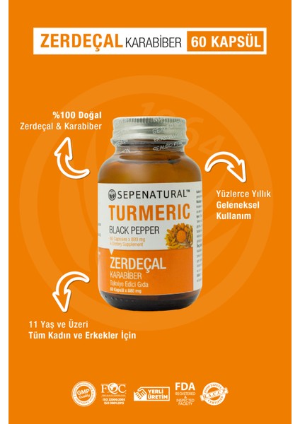 Zerdeçal Karabiber 60 Kapsül x 880 mg