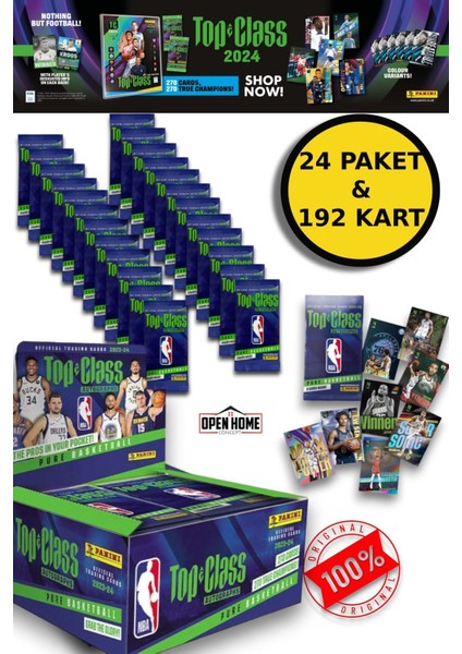 Nba Top Class 2024 Koleksiyonluk Basketbolcu Kartları + 24 Paket (192 Adet Kart)