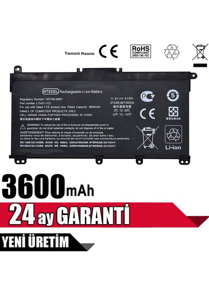 Hp Pavilion 15-Da, 15-Db, 14-Cf, 15-Dw, 15-Cs Batarya Pil HT03XL