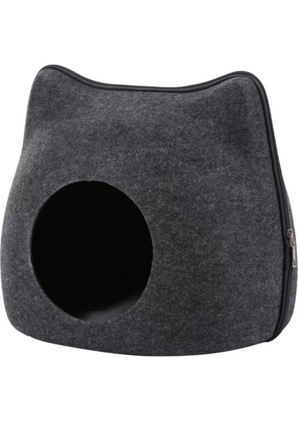 Cute Detachable Felt Cat Bed Breathable Solid Color Zipper Cats Cave House All Season Deep Sleeping Bag Basket Pet Accessories (Yurt Dışından)