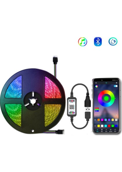 LED Işık Şeridi Su Geçirmez 5050RGB Bluetooth App 5V Esnek Işık Şeridi Ev Dekorasyon Için Rgb Işık Şeridi 3 Metre (Yurt Dışından) fiyatları