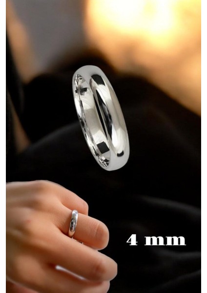 925 Ayar Gümüş 4 mm Bombeli Klasik Düz Alyans fiyatları