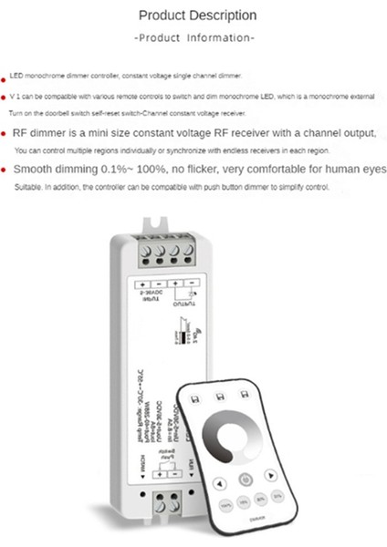 LED Işık Şeridi Akıllı Karartma Tek Renkli Denetleyici 2.4g Kademesiz Karartma Paneli Uzaktan Kumanda Modülü Dimmer (Yurt Dışından)